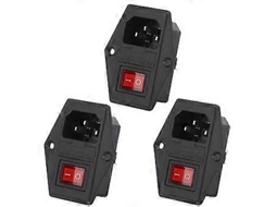 Conjunto De 3 Interruptores De Tomada Ca De 4 Pinos Com Lâmpada E Fusível Embutido Para Impressora 3d