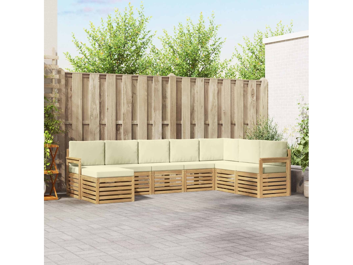 Vidaxl Conjunto De Sofás Para Exterior 8 Unid. Branco E Creme