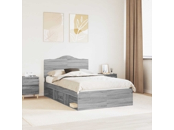 Vidaxl Estrutura Da Cama Com Cabeceira Cinza Sonoma 135 X 190 Cm