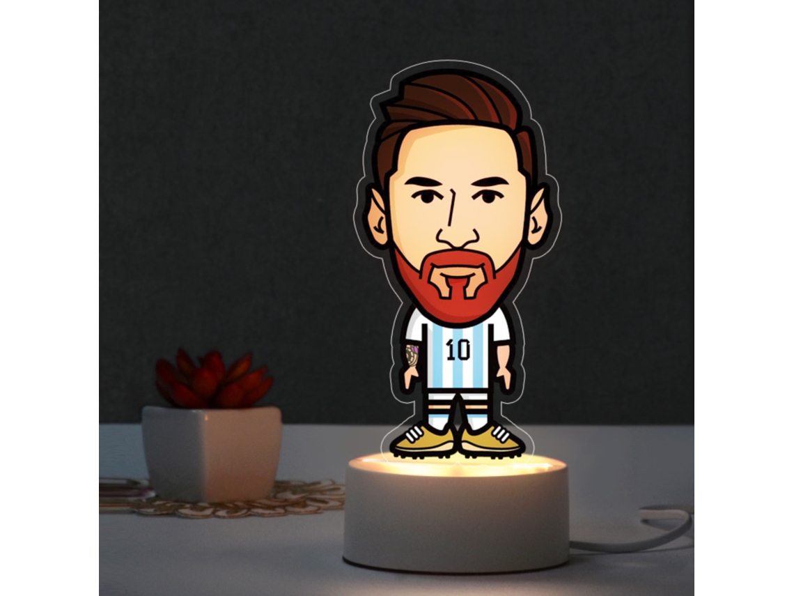Luminária Noturna Led 3d de Desenho Animado do Messi, Luminária de Mesa Estrela do Futebol para Fãs BRILVIBERA