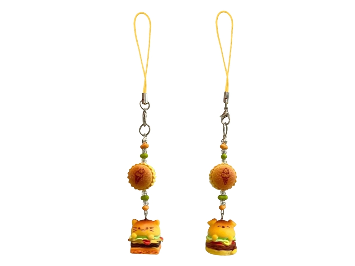 Lindo Porta-chaves Artesanal De Resina Resistente Com Gatinhos De Miçangas Para Decoração De Celular.