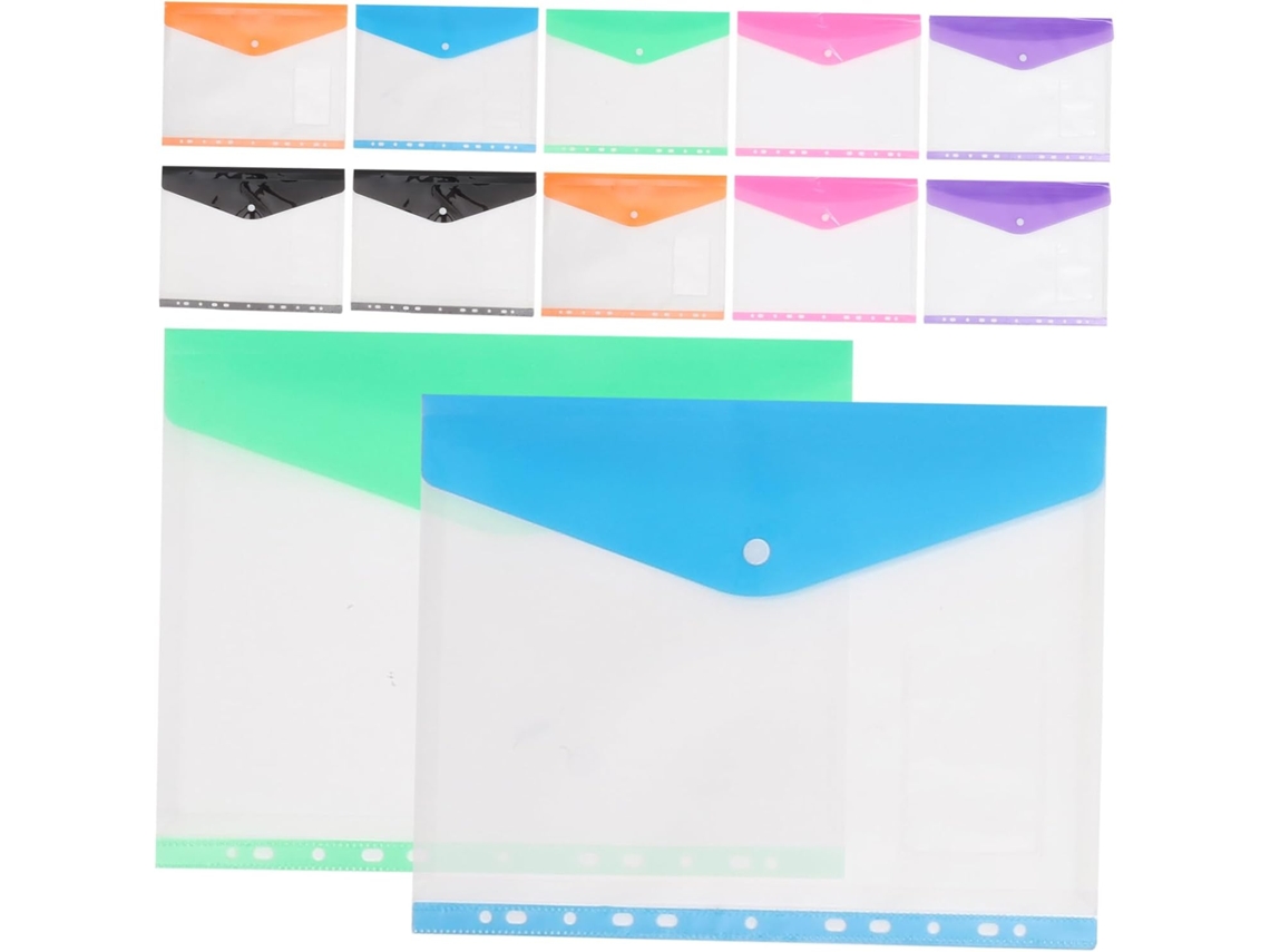 Conjunto De 12 Divisórias Plásticas, Práticas Para Fichários, Pastas Transparentes Arquivamento, Bolsas
