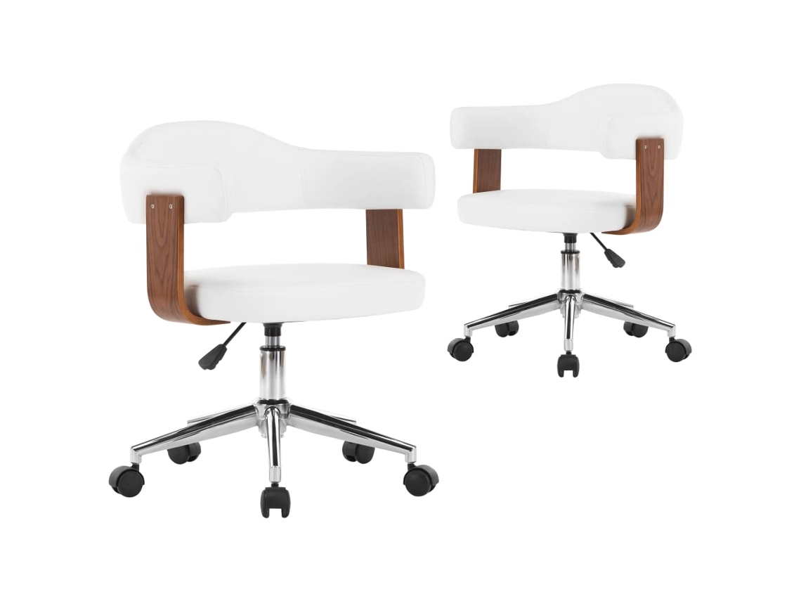 Cadeiras de Jantar 2 Pcs Madeira Curvada e Couro Artificial Branco MAISON EXCLUSIVE