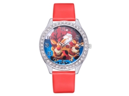 Relógio feminino de quartzo elegante com strass e pulseira de couro PU (vermelho)