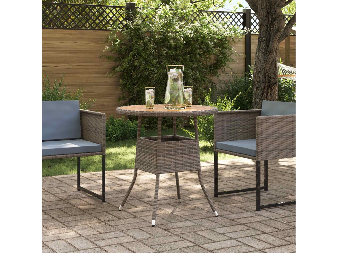 Vidaxl Mesa De Jantar Com Armazenamento Cinza E Acácia 70 X 70 X 73 Cm