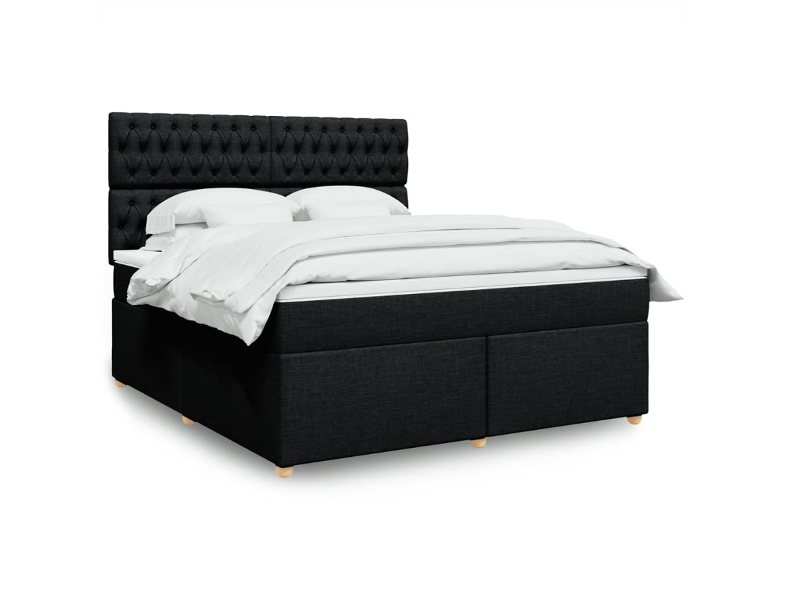 Vidaxl Cama Com Molas/colchão 180x200 Cm Tecido Preto