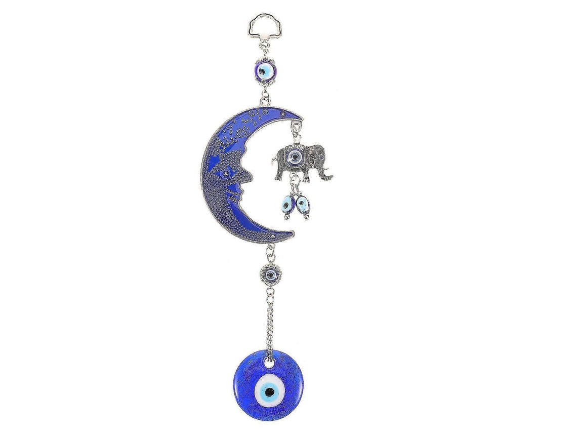 Decoração De Parede Com Olho Grego Turco Azul, Pingente De Parede Com Lua E Elefante, Decoração De Quarto