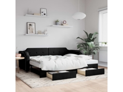Vidaxl Sofá-cama Com Gavetão E Gavetas 80x200 Cm Tecido Preto