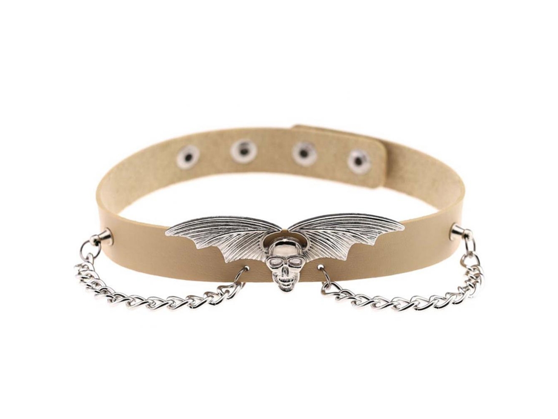 Laxiscreed Colar Feminino Western Punk Com Corrente E Couro Pu De Cor Pele
