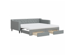 Vidaxl Sofá-cama C/ Gavetão E Gavetas 90x190 Cm Tecido Cinzento-claro