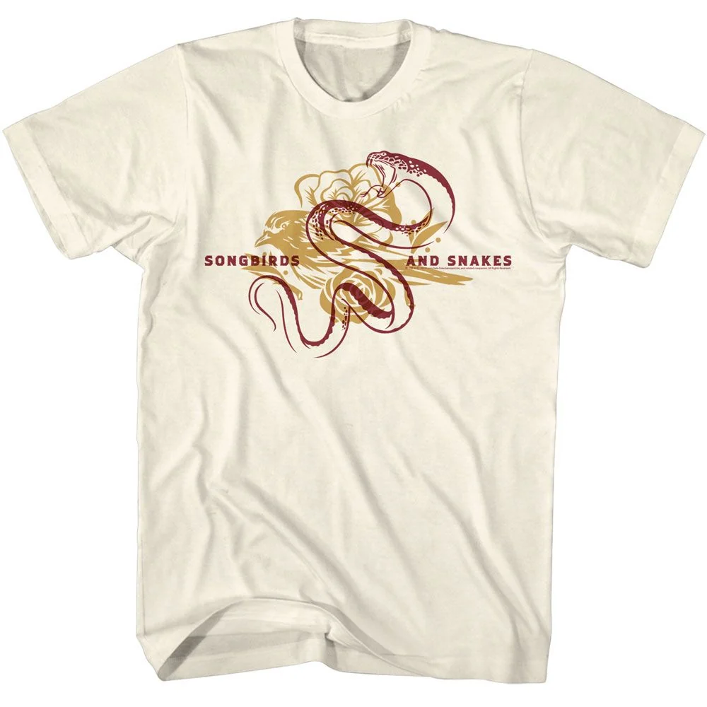 Rockinstone Hunger Games Movie Bird And Snake Overlay Solid Natural Adult T-shirt Size:xxxl