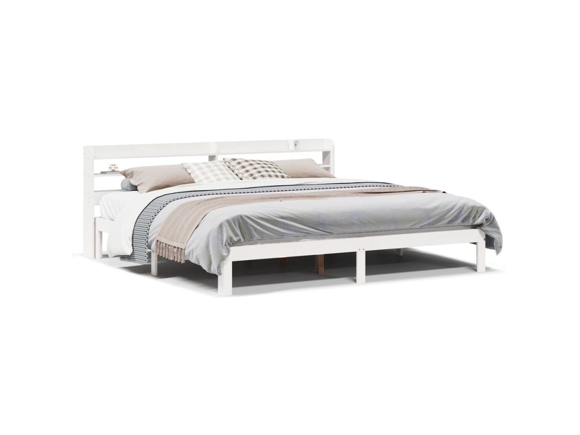 Estrutura de Cama com Cabeceira Sem Colchão Branco MAISON EXCLUSIVE 180x200 cm