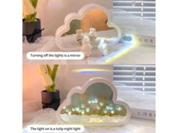 Rebe-lâmpada De Noite Espelho Flor Diy Luminosa Decorativa Nuvem Para Quarto Sala Mesa Decoração