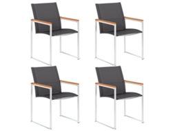 Cadeiras De Jardim 4 Pcs Textilene E Aço Inoxidável Cinzento Dkd Home Decor