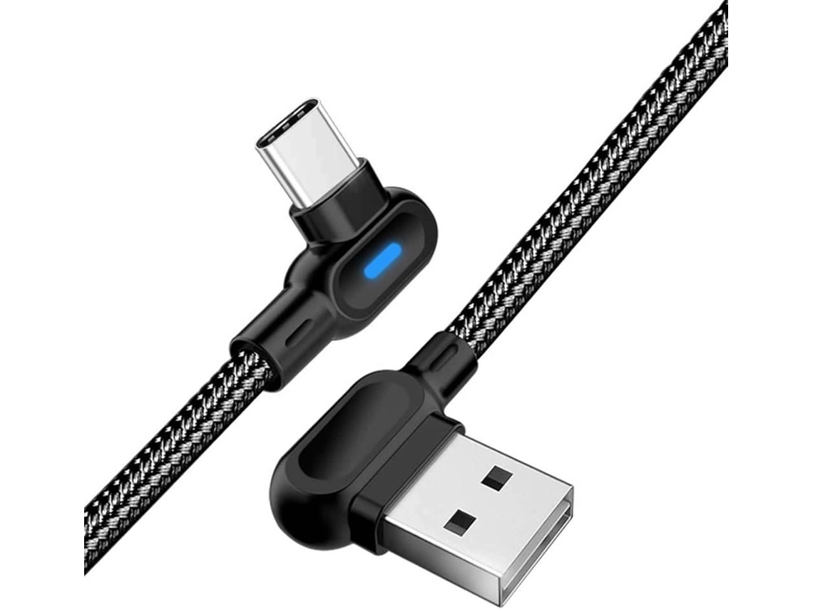 Cabo Usb-c Em Ângulo Reto Com Luz Led, Superior Zrl, Pacote 2
