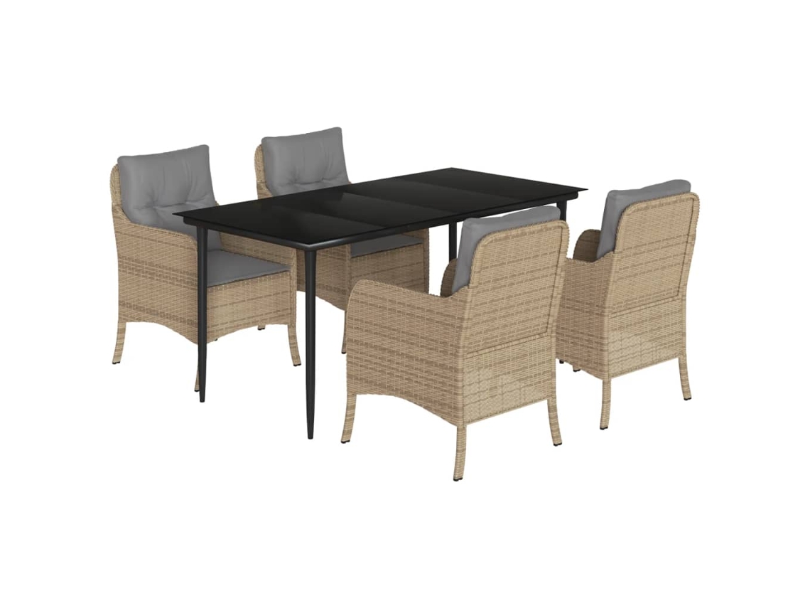 Garden Dining Set, Garden Dining Sets Vidaxl Bege Rattan / Vime (160 Cm Table Length)