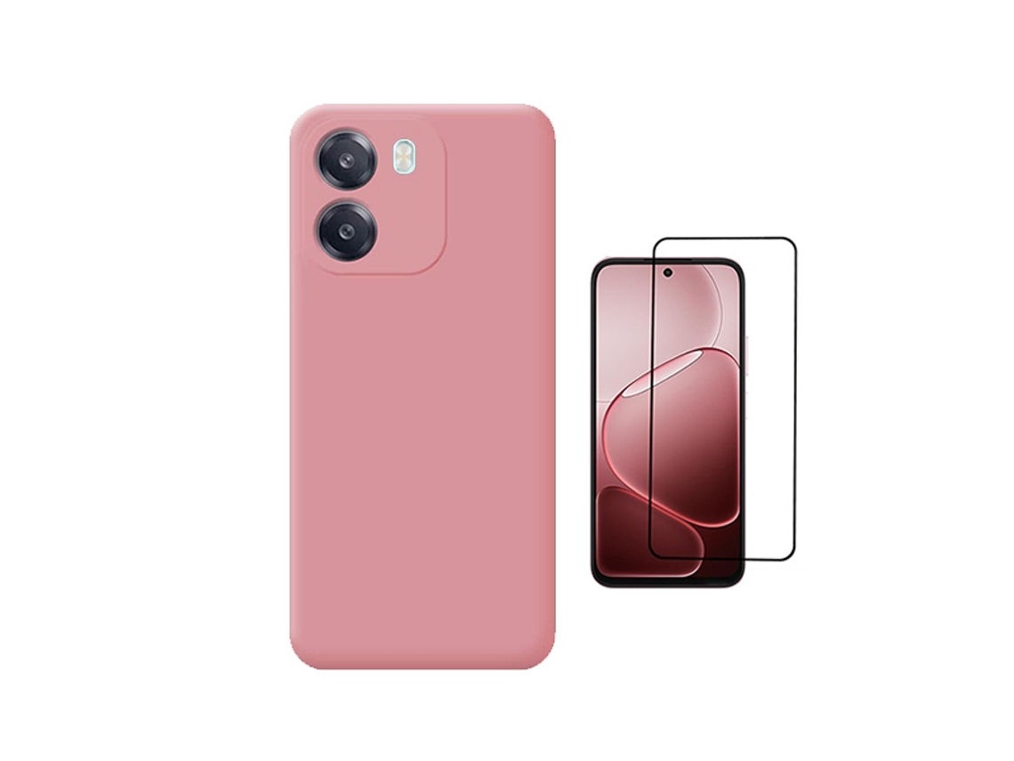 Kit Vidro Temperado Capa Silicone Líquido Phonecare Para Oppo A6 5g - Rosa