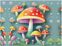 Manta de Flanela Ultramacia Phayah com Estampa Colorida Cogumelos Ideal para Sofá Cama Sala Estar Escritório e