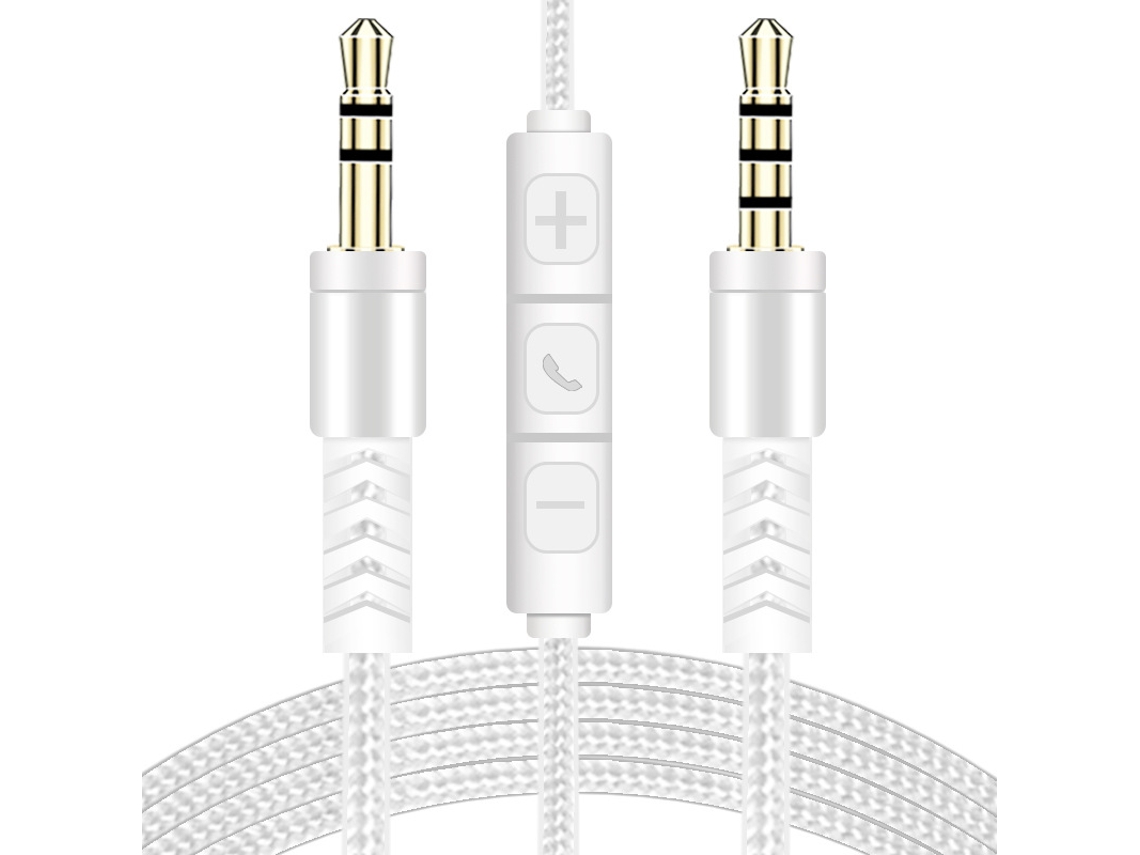Cabo Áudio 3.5mm Macho/macho Microfone – Ligar Telemóvel A Coluna Auto 1 Metrobranco Hexinyigjly