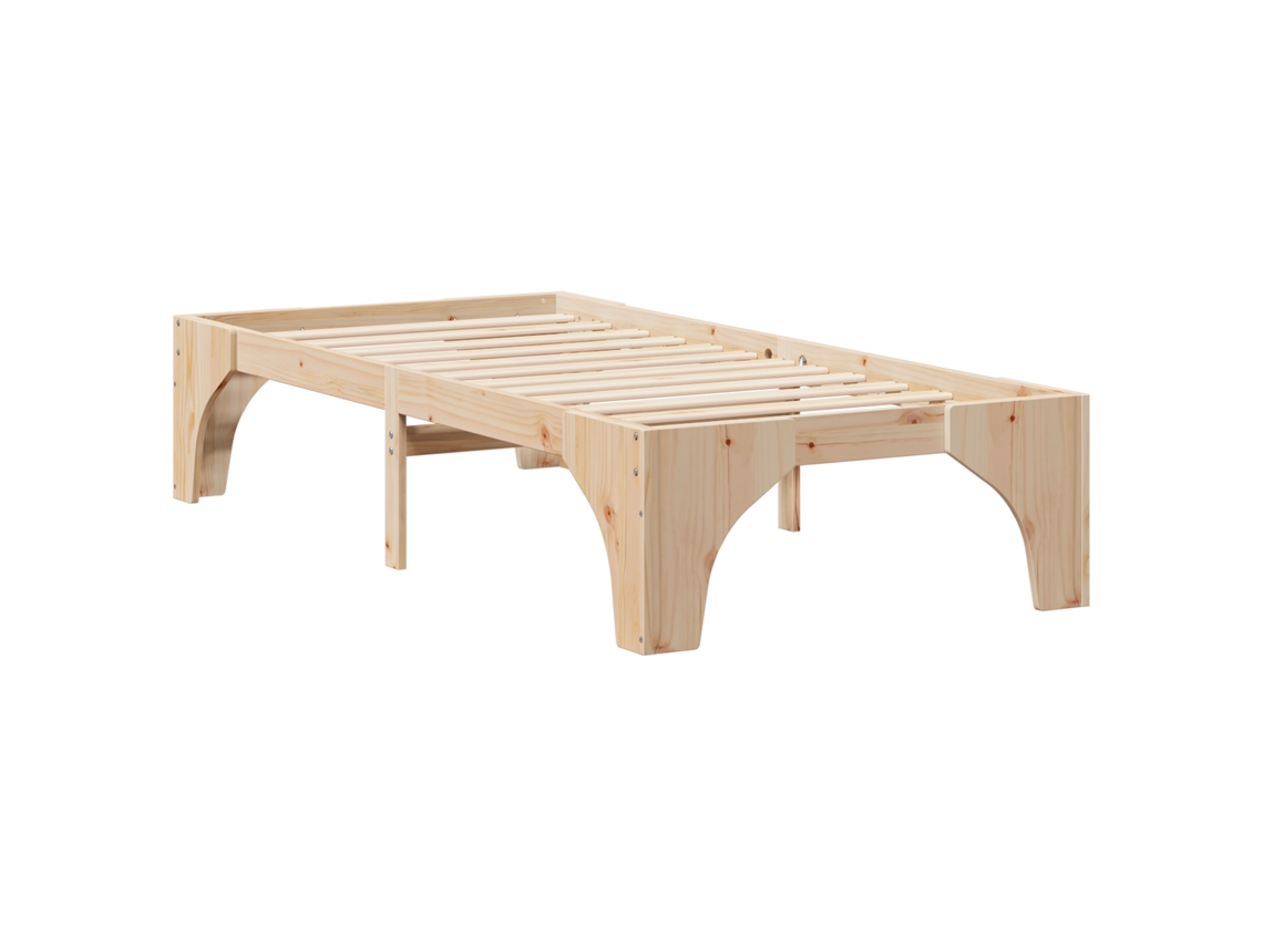 Conjunto 1 Estrutura Da Cama Vidaxl Castanho Madeira De Pinho Maciça (75 X 190 Cm)