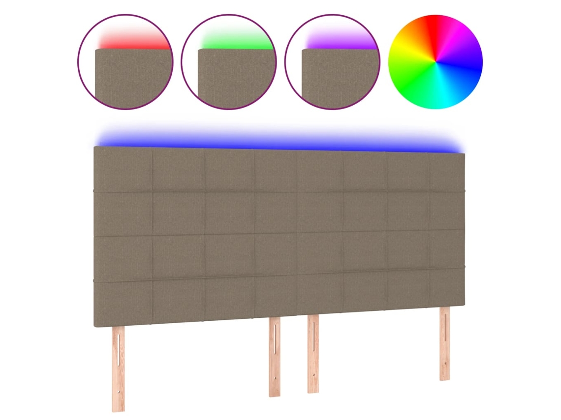 Led Headboard, Led Headboards Vidaxl Cinzento-acastanhado Tecido (180 X 5 X 118/128 Cm)