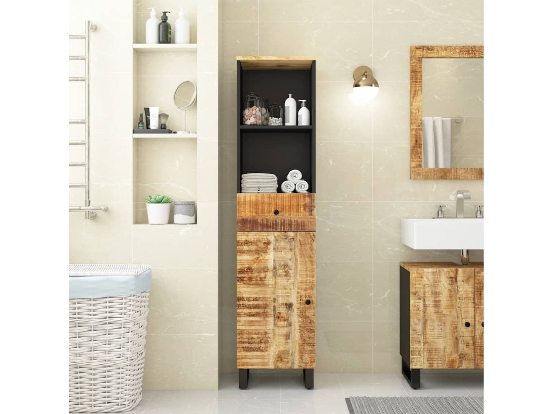 Vidaxl Armário De Casa De Banho 38x33x160 Cm Mangueira Maciça