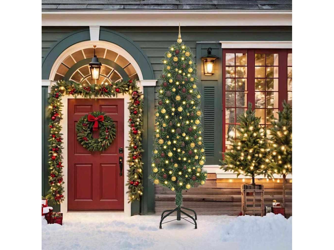Vidaxl Árvore De Natal Artificial Verde 210 Cm Pvc E Aço E Plástico