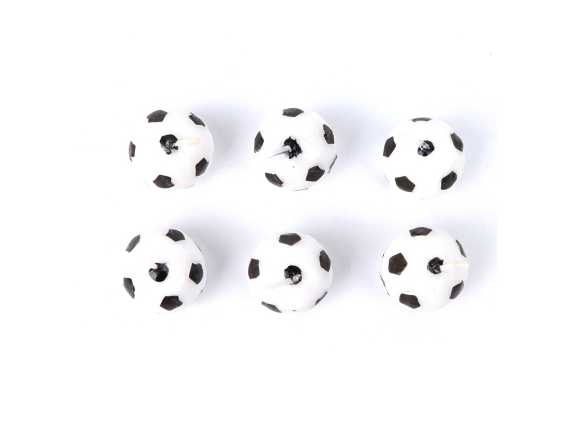 Conjunto De 6 Velas Em Formato Bola Futebol Para Bolo, Ideais Decoração Festas Aniversário Infantis.