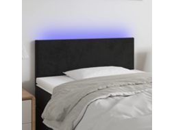 Vidaxl Cabeceira De Cama C/ Luzes Led Veludo 80x5x78/88 Cm Preto