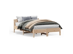 Bed Frame, Bed Frames Vidaxl Marrom Madeira De Pinho (150 X 200 Cm)