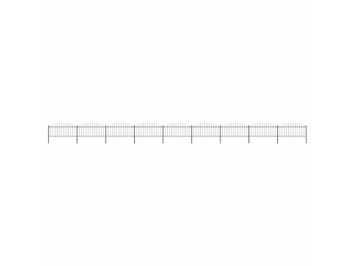 Vidaxl Cerca De Jardim Com Topo Em Forma De Lança Em Aço 1603,5x75 Cm, Preta