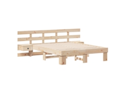 Conjunto 1 Cama De Plataforma Vidaxl Castanho Madeira De Pinho Maciça (135 X 190 Cm)
