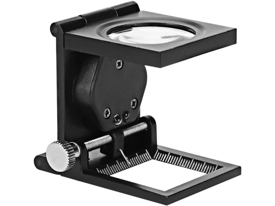 Lupa De Mesa Dobrável Com Led E Luz, 10x 28mm, Com Escala, Em Liga De Zinco E Contador De Arame. Ampla Lupa Para Leitura. Aquaforge