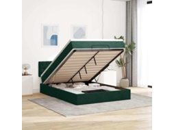 Vidaxl Estrutura De Cama Otomana Com Colchão 140x200 Cm Verde Escuro