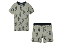Pijama De Manga Curta Para Criança Caqui-claro 92