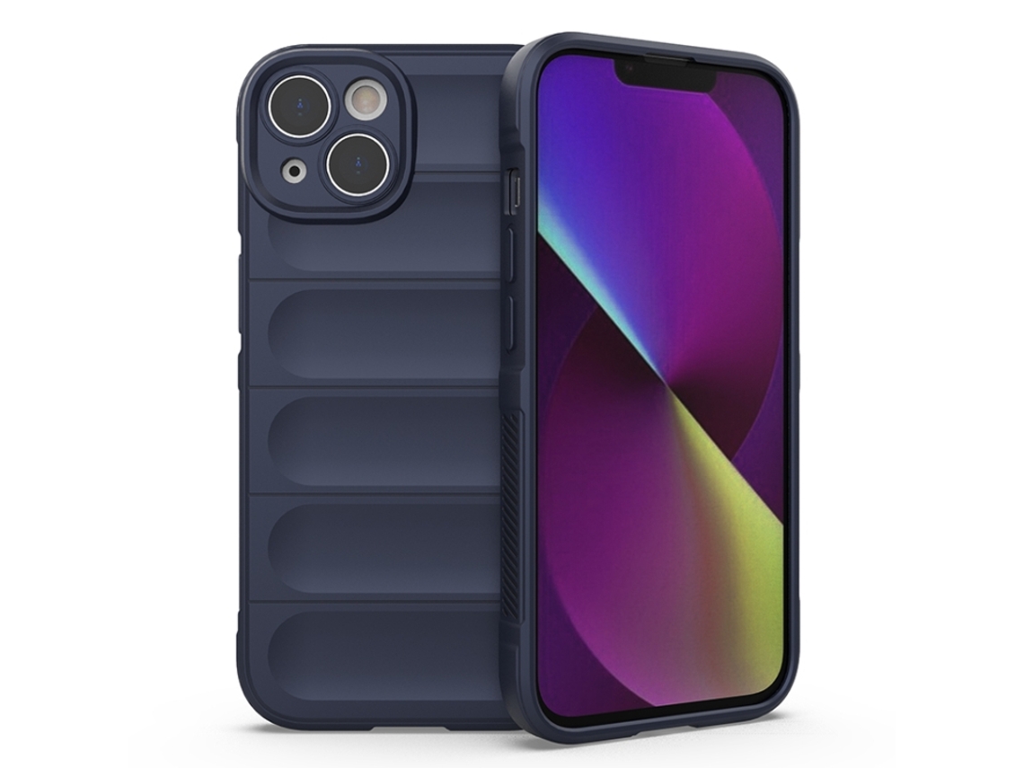 Capa Halinuia Para Iphone 14 Magic Shield Tpu Azul Escuro (proteção Integral, Interior Em Flanela)