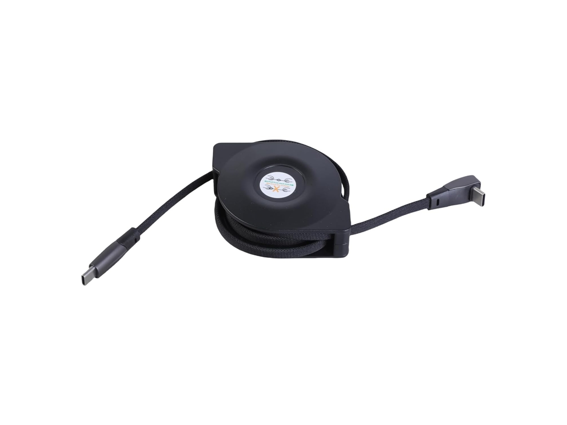 Cabo Retrátil Usb-c Pd65w Com Conector Em Ângulo De 90 Graus Para Diversas Aplicações.