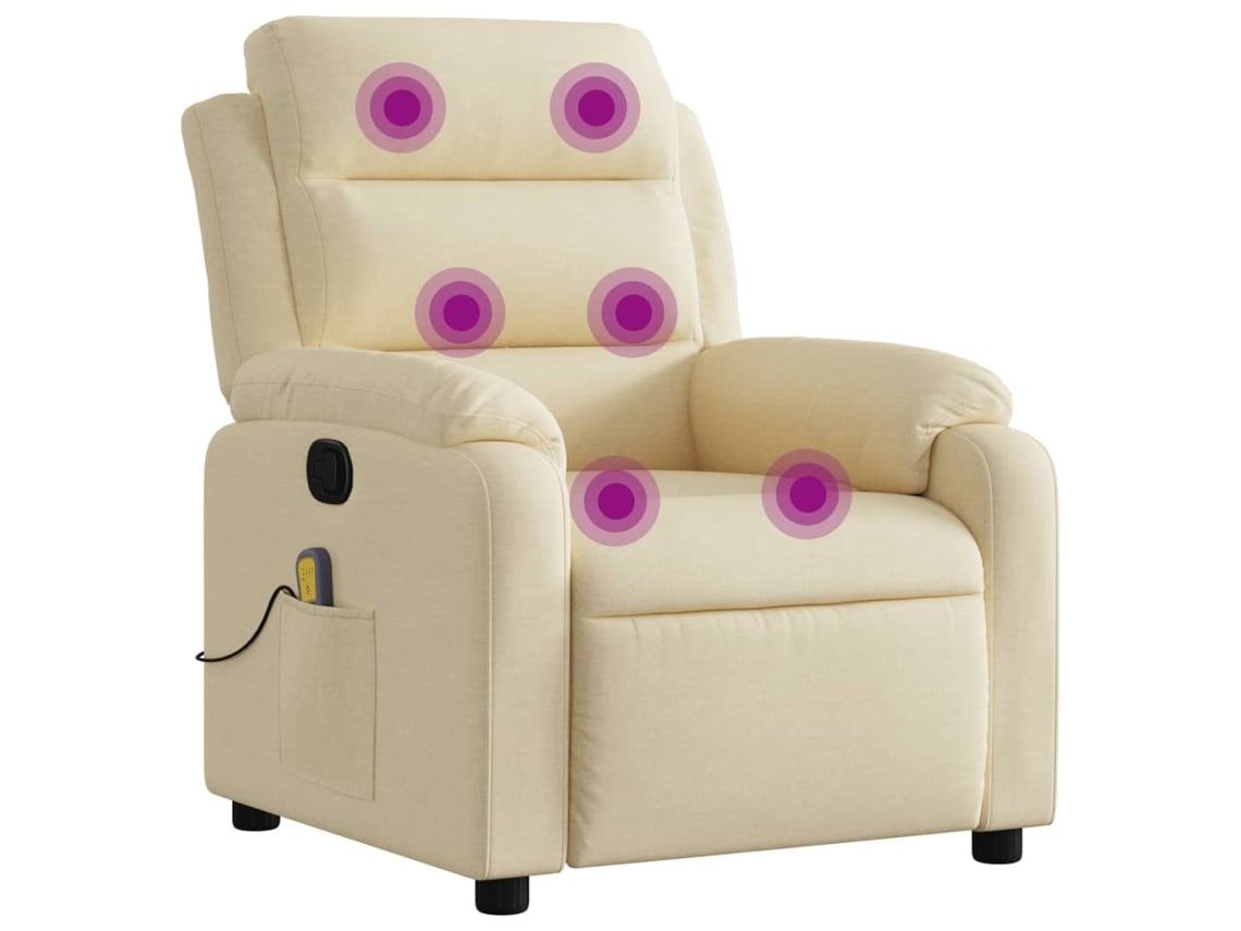 Poltrona de massagens reclinável VIDAXL tecido cor creme