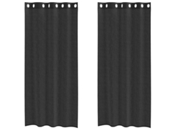 Maison Exclusive - Cortinas De Voile Com Ilhós 2 Pcs Preto 140x225 Cm