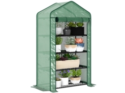 Estufa de Jardim Varanda 4 Prateleiras 90x49x160cm, aço galvanizado, cobertura PE removível, verde BTFORUS
