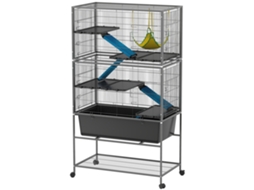 Gaiola para Pequenos Animais 5 Níveis , Cinza Escuro, 88x48x150.5 Cm (rampas Antiderrapantes, Rede Inclusa)
