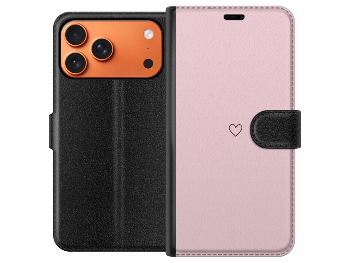 Capa Carteira Para Apple Iphone 17 Pro Max Com Pequeno Coração