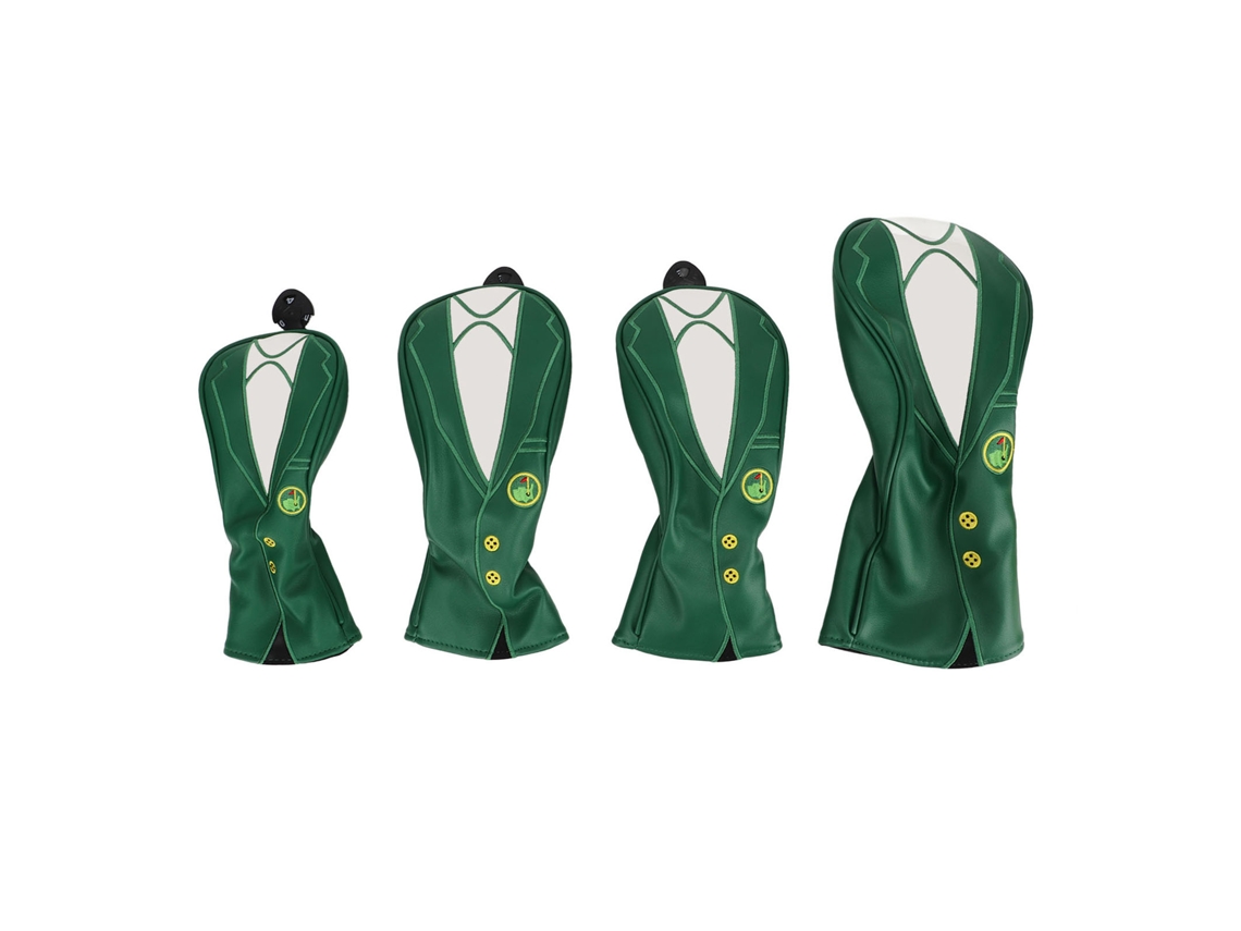 Conjunto 4 Capas De Cabeça De Taco De Golfe Pu Impermeável Padrão Jaqueta Verde Plush Espessado Acessórios
