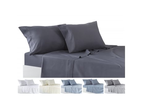 Jogo De Lençóis De 4 Peças Todocama – Lençol De Baixo Ajustável – Lençol Superior - Duas Fronhas (200x180x200 Cm) Cinza Escuro