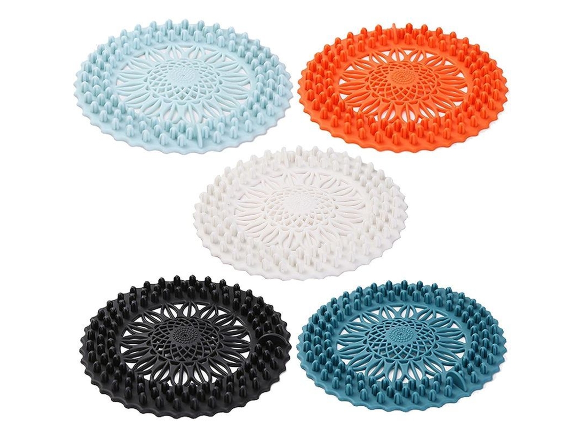 Tapa De Desagüe De Silicona Linjou Filtro Para Pelo Drenaje Cocina Baño Grifo 5 Piezas