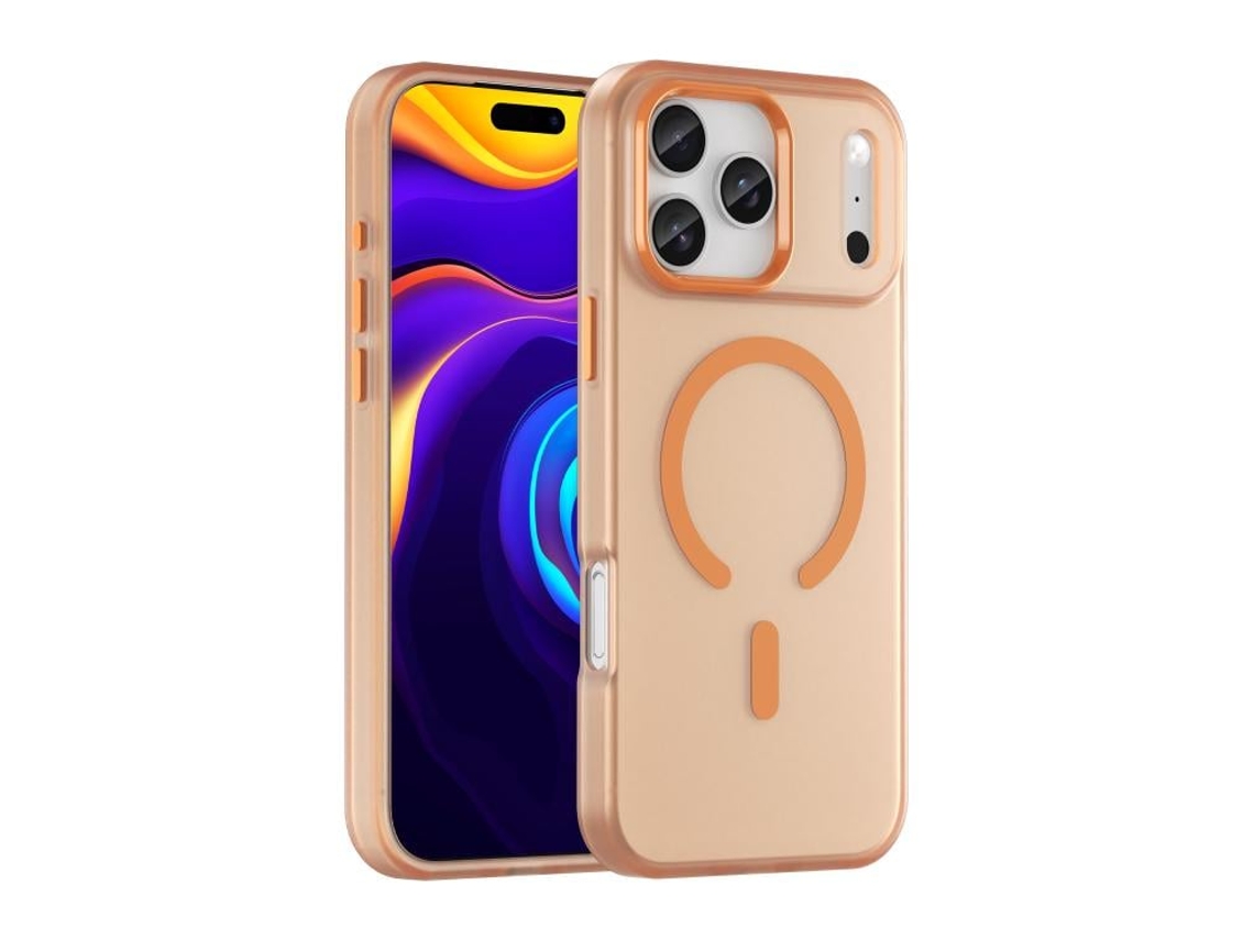 Capa Híbrida Translúcida Para Iphone 17 Pro Max - Tpu E Pc Com Magsafe | Fosca - Laranja