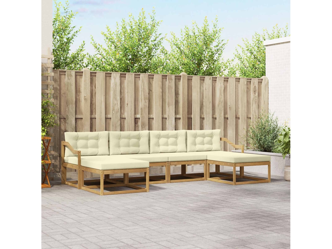 Vidaxl Conjunto De Sofás Para Exterior 6 Unid. Branco E Creme