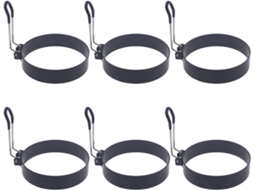 Conjunto De 6 Anéis De Aço Inoxidável Para Fritar Ovos Com Alça, Molde Reutilizável Redondo Para Ome Gokoco