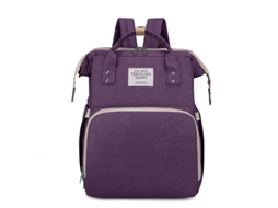 Mochila Maternal, 3 em 1 Bolsa de Fraldas, Berço Dobrável, Bolsa para Mamãe, Itens Essenciais para Recém nascidos SPQMENT (roxa)