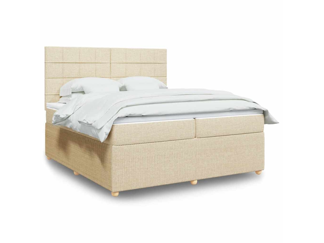 Vidaxl Cama Com Molas/colchão 200x200 Cm Tecido Cor Creme